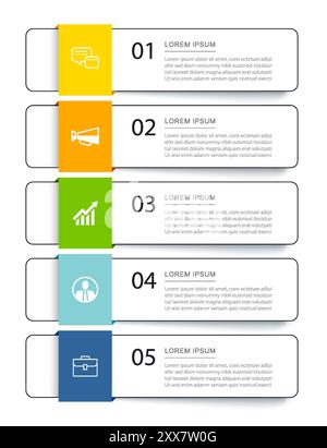 modèle d'index à lignes fines pour l'infographie de données 5. Arrière-plan abstrait de l'illustration. Peut être utilisé pour la mise en page du flux de travail, l'étape métier, la bannière, la conception Web. Illustration de Vecteur