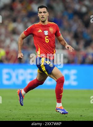 Photo du dossier datée du 09-07-2024 de l'Espagnol Mikel Merino. Mikel Arteta a refusé de discuter de la cible de l’Arsenal Mikel Merino avant le voyage de samedi à Aston Villa. Date d'émission : vendredi 23 août 2024. Banque D'Images