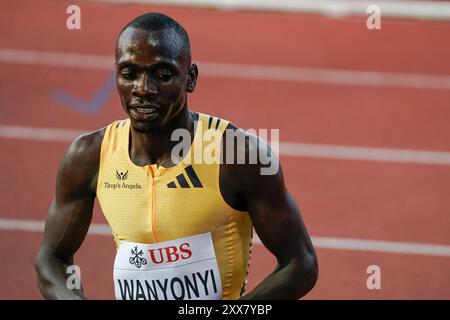 Lausanne, Suisse. 22 août 2024. Lausanne, Suisse, 22 août 2024 : Portrait (photo de tête/gros plan) d'Emmanuel Wanyonyi (KEN) lors du 800m hommes lors du meeting de la Wanda Diamond League Athletissima Lausanne 2024 au stade Olympique de la Pontaise à Lausanne, Suisse. (Daniela Porcelli/SPP) crédit : SPP Sport Press photo. /Alamy Live News Banque D'Images