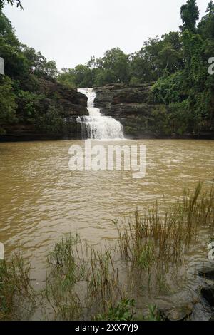 Les chutes de Pandav, nichées dans le parc national de Panna dans le district indien de Panna du Madhya Pradesh, sont une cascade sereine et pérenne alimentée par un affluent de t Banque D'Images