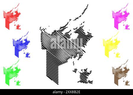 East Arnhem Region (Commonwealth of Australia, Northern Territory, NT) illustration vectorielle, carte à croquis griffonné Illustration de Vecteur