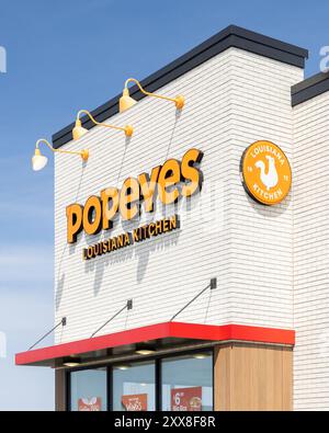 Popeyes Louisiana Kitchen, Inc. est un restaurant de poulet frit avec des emplacements dans le monde entier. Banque D'Images