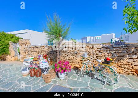 Grèce, Îles Cyclades, Île Folegandros, oeuvre exposée, Chora Banque D'Images