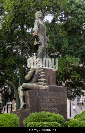 États-Unis, Louisiane, Nouvelle-Orléans, statue de Jean Baptiste LeMoyne Sieur de Bienville fondateur de la ville, la sculpture est l'œuvre d'Angela Gregory Banque D'Images