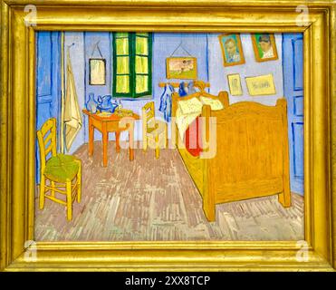France, Paris, zone classée au patrimoine mondial de l'UNESCO, musée d'Orsay, peinture la chambre de Van Gogh à Arles par Vincent Van Gogh (1889) Banque D'Images