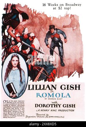 1924 Romola affiche du film dramatique muet, réalisé par Henry King, avec Lillian Gish Banque D'Images