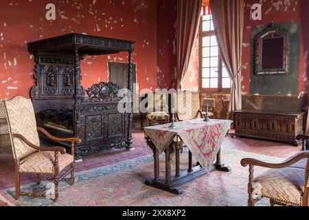 France, Indre, Rosnay, Parc naturel régional de la Brenne, château de Bouchet, chambre Banque D'Images