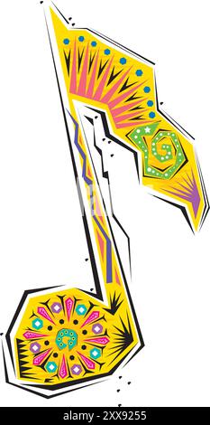 Icônes décoratives abstraites de dessin de musique ensemble avec clef d'aigu et notes illustration vectorielle isolée Illustration de Vecteur