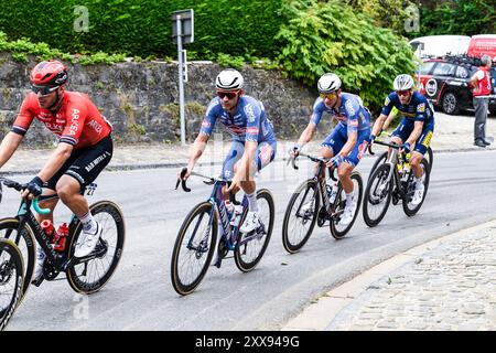 Overijse, Belgique. 23 août 2024. Gianni Vermeersch belge d'Alpecin-Deceuninck photographié en action lors de la course cycliste d'une journée 'Druivenkoers', 206, à 3 km de et vers Overijse, vendredi 23 août 2024. BELGA PHOTO MARC GOYVAERTS crédit : Belga News Agency/Alamy Live News Banque D'Images