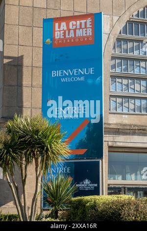 Panneau d'entrée de la Cité de la mer Cherbourg, France Musée maritime au terminal des bateaux de croisière de Cherbourg, le 20 avril 2024 Banque D'Images