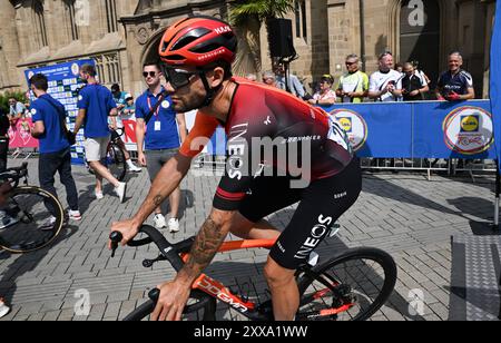 Heilbronn, Allemagne. 23 août 2024. Cyclisme : Deutschland Tour, Heilbronn - Schwäbisch Gmünd (174,60 km), 2ème étape : Filippo Ganna de Team Ineos Grenadiers avant le départ. Crédit : Bernd Weißbrod/dpa/Alamy Live News Banque D'Images