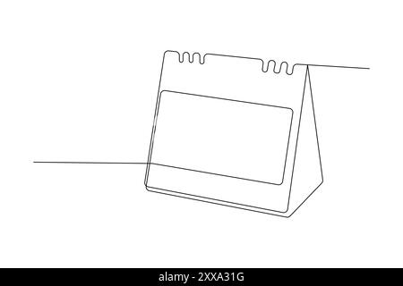 Tableau calendrier dessin continu d'une ligne de l'icône de vecteur de contour isolé Illustration de Vecteur