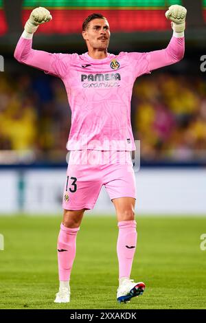 Diego Conde de Villarreal célèbre après qu'Arnaut Danjuma de Villarreal CF ait marqué le premier but de son équipe lors du match de Liga entre Villarreal CF Banque D'Images