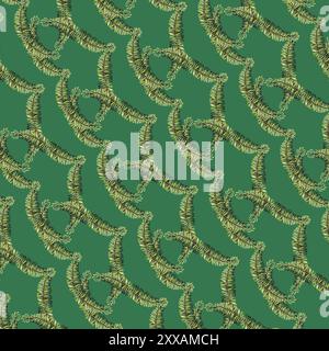 Branches de sapin frais vert de Noël dans un motif sans couture moderne. Illustration botanique aquarelle isolée sur fond vert. Modèle d'ornement pour f Banque D'Images