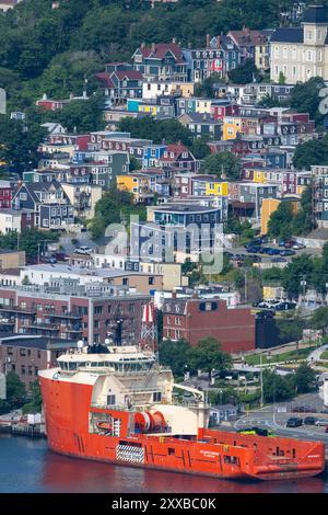 Vue du centre-ville, John’s, maisons colorées ijellybean Houses, Terre-Neuve, Banque D'Images