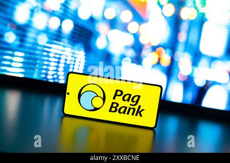 Paraguay. 23 août 2024. Dans cette illustration photo, le logo Pagbank est affiché sur un écran de smartphone. (Photo de Jaque Silva/SOPA images/SIPA USA) *** strictement à des fins éditoriales *** crédit : SIPA USA/Alamy Live News Banque D'Images