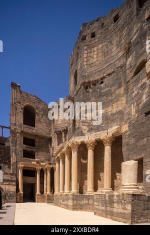 Le théâtre romain de Bosra dans le district de Dar'a dans le sud-ouest de la Syrie. Banque D'Images