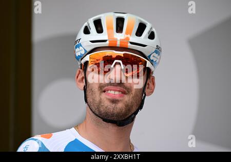 Heilbronn, Allemagne. 23 août 2024. Cyclisme : Deutschland Tour, Heilbronn - Schwäbisch Gmünd (174,60 km), 2ème étape : Allemand Niklas Märkl de Team Roberts Luke. Crédit : Bernd Weißbrod/dpa/Alamy Live News Banque D'Images