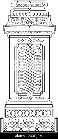 Chapiteaux de colonne grecs stylisés Corinthiens. Doric. Ionique. Colonnes corinthiennes. Illustration vectorielle. Graphiques en noir et blanc. Illustration de Vecteur