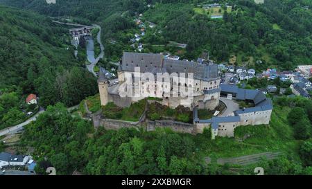 Drone photo Vianden château Luxembourg europe Banque D'Images