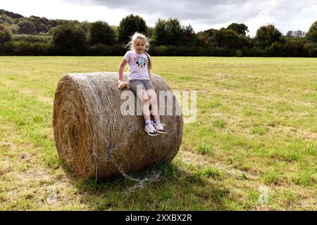 Amusement en famille à la ferme Shropshire, Angleterre, Grande-Bretagne, Royaume-Uni Banque D'Images