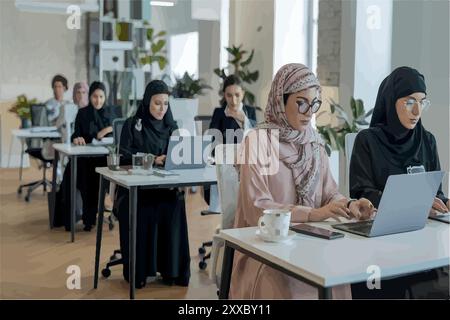 Hommes d'affaires saoudiens construire des partenariats mondiaux. Illustration de Vecteur