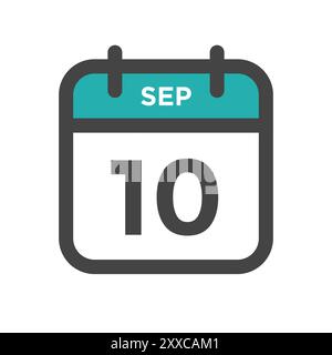 10 septembre jour civil ou Date de calendrier pour la date limite et le rendez-vous Illustration de Vecteur