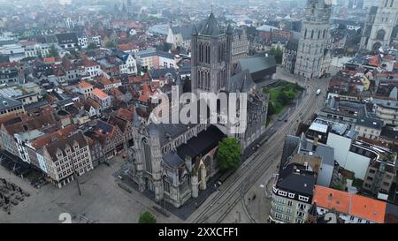 Drone photo Eglise Saint-Nicolas Gand belgique europe Banque D'Images