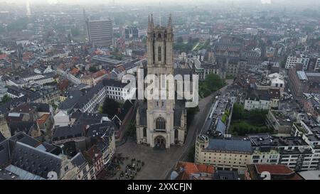 Drone photo Cathédrale Saint-Bavon Gand belgique europe Banque D'Images