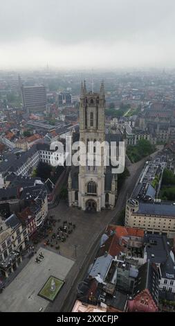 Drone photo Cathédrale Saint-Bavon Gand belgique europe Banque D'Images