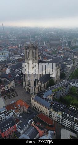 Drone photo Cathédrale Saint-Bavon Gand belgique europe Banque D'Images