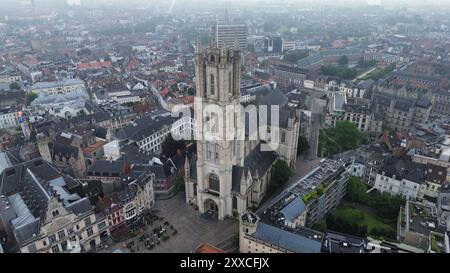 Drone photo Cathédrale Saint-Bavon Gand belgique europe Banque D'Images