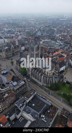 Drone photo Eglise Saint-Nicolas Gand belgique europe Banque D'Images