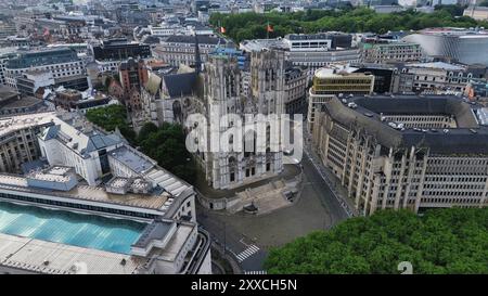 Drone photo Cathédrale Saints-Michel-et-Gudule Bruxelles Belgique europe Banque D'Images