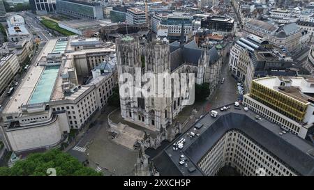 Drone photo Cathédrale Saints-Michel-et-Gudule Bruxelles Belgique europe Banque D'Images