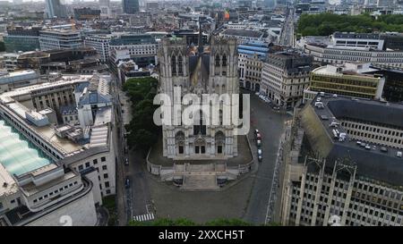 Drone photo Cathédrale Saints-Michel-et-Gudule Bruxelles Belgique europe Banque D'Images