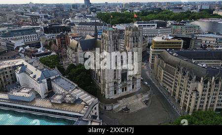 Drone photo Cathédrale Saints-Michel-et-Gudule Bruxelles Belgique europe Banque D'Images