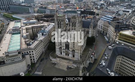 Drone photo Cathédrale Saints-Michel-et-Gudule Bruxelles Belgique europe Banque D'Images