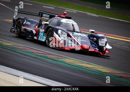 Stavelot, Belgique. 23 août 2024. 21 SCHNEIDER Daniel (soutien-gorge), MEYRICK Andrew (gbr), ALBUQUERQUE Felipe (PRT), United Autosports, Oreca 07 - Gibson, action pendant les 4 heures d'Imola 2024, 4ème manche des European le Mans Series 2024 sur le circuit de Spa-Francorchamps du 23 au 25 août 2024 à Stavelot, Belgique - photo André Ferreira/DPPI crédit : DPPI Media/Alamy Live News Banque D'Images