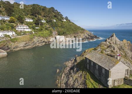 Entrée au port de Polperro Banque D'Images