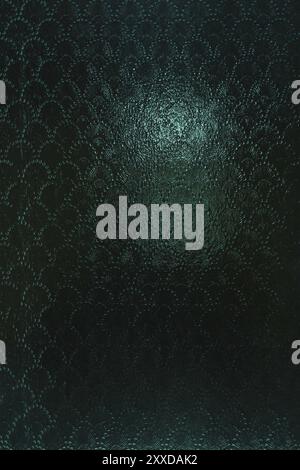 Verre vintage assombri avec un motif abstrait légèrement flou. Arrière-plan sombre texturé cyan vintage Banque D'Images