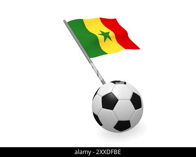 Ballon de soccer avec le drapeau du Sénégal, de soccer féminin de rendu 3D concept Banque D'Images