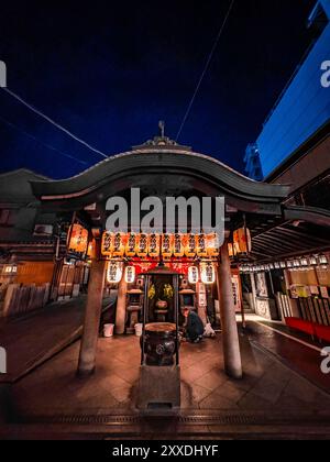 Temple Hozenji la nuit à Osaka, Japon Banque D'Images