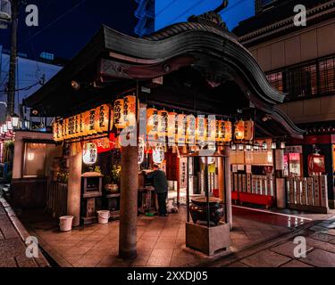 Temple Hozenji la nuit à Osaka, Japon Banque D'Images