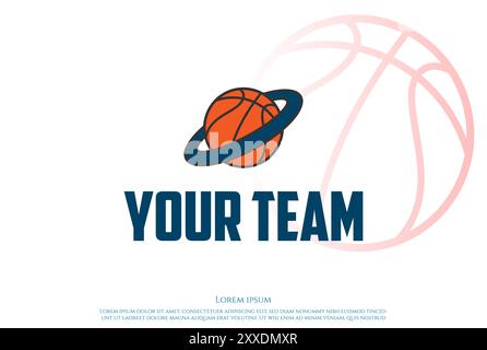 Simple minimaliste basket Ball Planet pour Basketball Sport Club Team Store logo Design vecteur Illustration de Vecteur