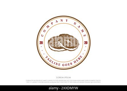 Vintage Retro Donuts Bakery Label Stamp logo Design Vector Illustration de Vecteur