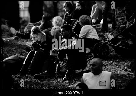 New York, NY, USA, 6 novembre 2005 : le Marathon ING de New York. Les coureurs danois qui transpirent lors d'un marathon exceptionnellement chaud. / Politiken Banque D'Images