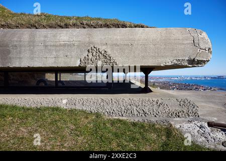 Regelbau M 162a, bunker allemand de la seconde Guerre mondiale, partie de Stützpunktgruppe Frederikshavn Süd ; Pikkerbakken, Frederikshavn, Danemark Banque D'Images