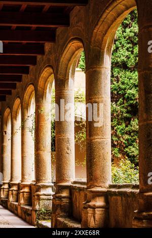 Cloître gothique, XVe siècle, monastère de San Jerónimo de Yuste, XVe siècle, région de la Vera, Cáceres, Estrémadure, Espagne, Europe Banque D'Images