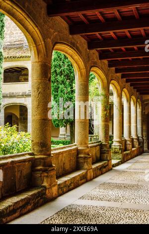 Cloître gothique, XVe siècle, monastère de San Jerónimo de Yuste, XVe siècle, région de la Vera, Cáceres, Estrémadure, Espagne, Europe Banque D'Images